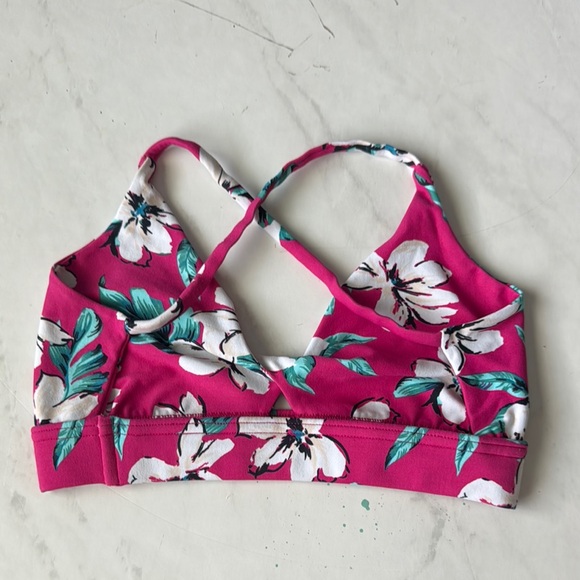 Liquido Floral Pink and White Sports Bra Yoga - Picture 2 of 5